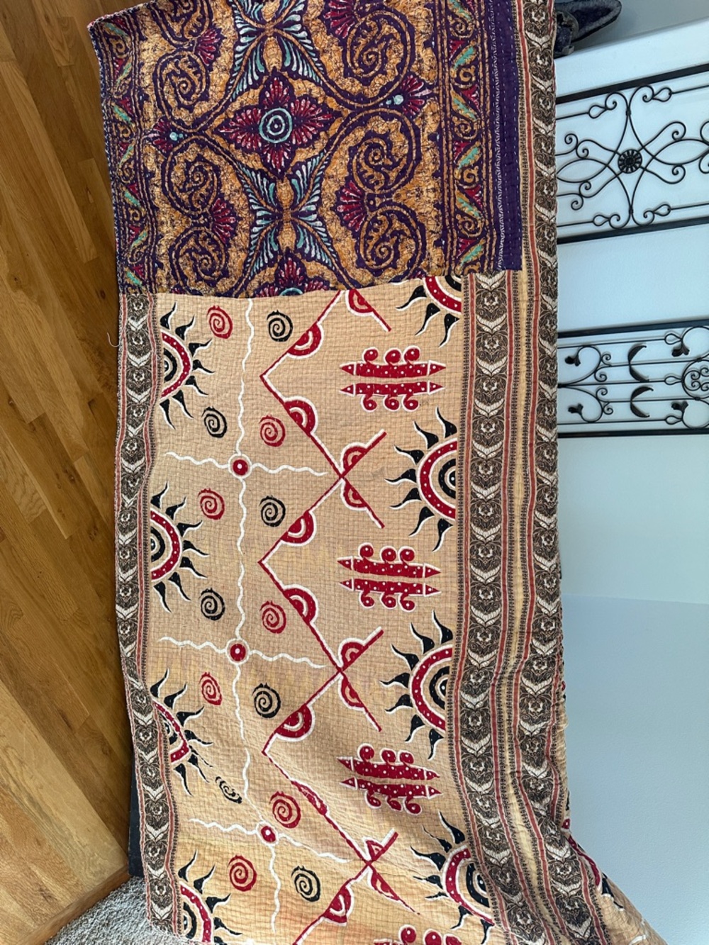 Stunning Queen Size Kantha Quilt